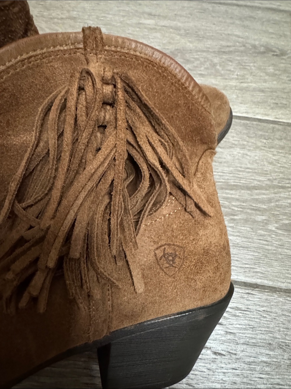 Ariat Brown Suede Fringe Ankle Booties - Picture 3 of 5